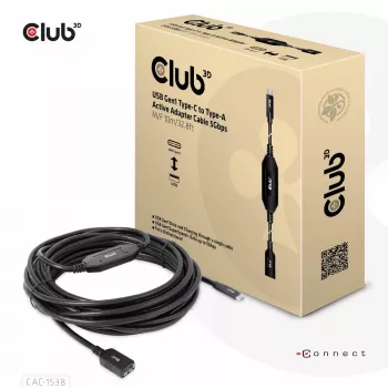 CLUB3D USB Gen1 Type-C–Type-A aktiivinen adapterikaapeli 5 Gbit/s M/F 10 m