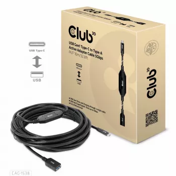 CLUB3D USB Gen1 Type-C–Type-A aktiivinen adapterikaapeli 5 Gbit/s M/F 10 m