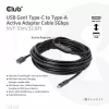 Club 3D CAC-1538 USB-C – USB-A aktiivikaapeli, USB 3.2 Gen1 5 Gbps, uros–naaras, 10 m, musta