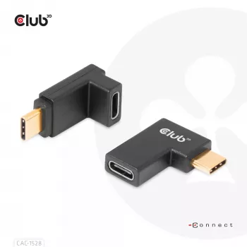 USB Type-C Gen2 kulma-adapterisarja, 2 kpl CLUB3D CAC-1528 — USB-C–USB-C, tukee 4K@120Hz