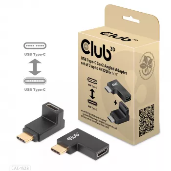 USB Type-C Gen2 kulma-adapterisarja, 2 kpl CLUB3D CAC-1528 — USB-C–USB-C, tukee 4K@120Hz