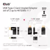 USB Type-C Gen2 kulma-adapterisarja, 2 kpl CLUB3D CAC-1528 — USB-C–USB-C, tukee 4K@120Hz