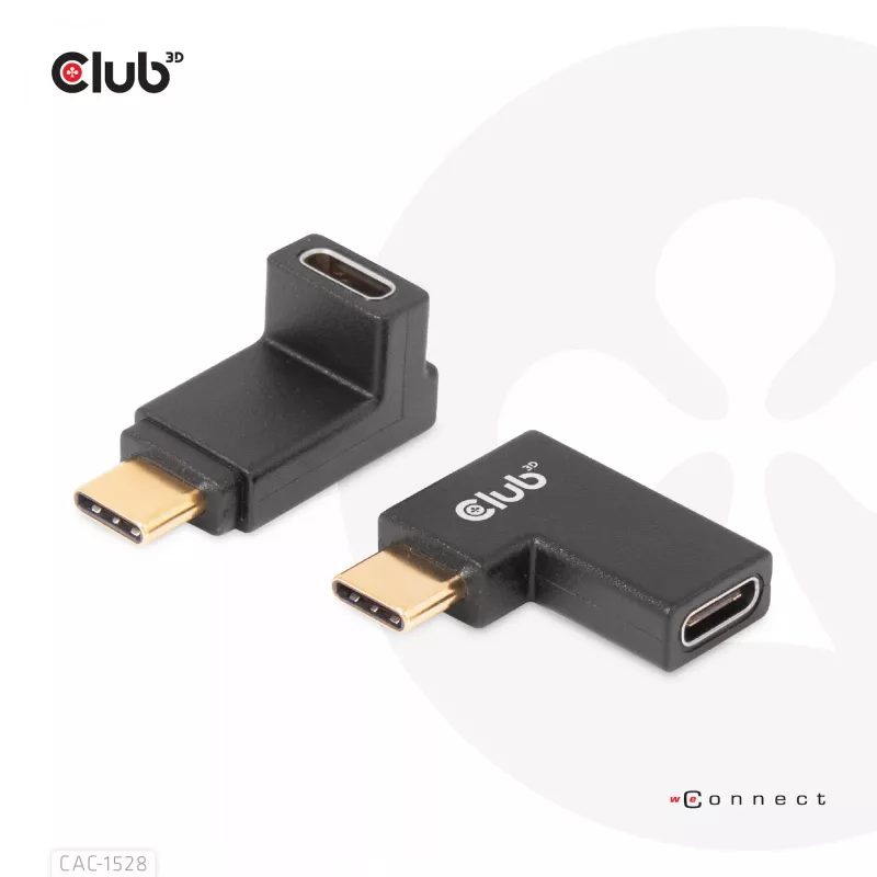 USB Type-C Gen2 kulma-adapterisarja, 2 kpl CLUB3D CAC-1528 — USB-C–USB-C, tukee 4K@120Hz