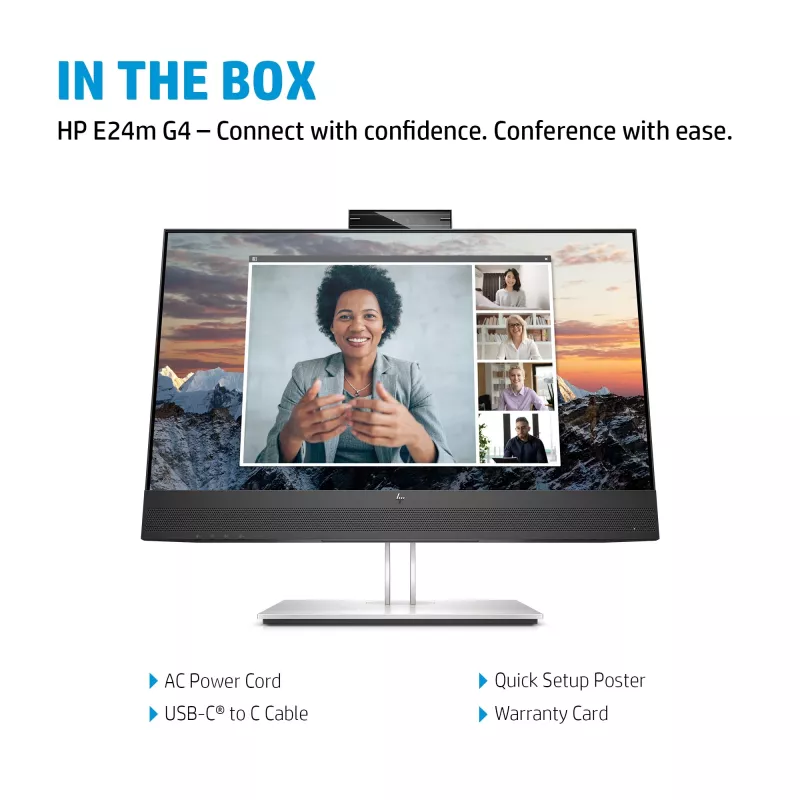 HP E24m G4 FHD USB-C neuvottelunäyttö, 60,5 cm (23,8 inch), 1920 x 1080 pikseliä, Full HD, LCD, 5 ms, musta