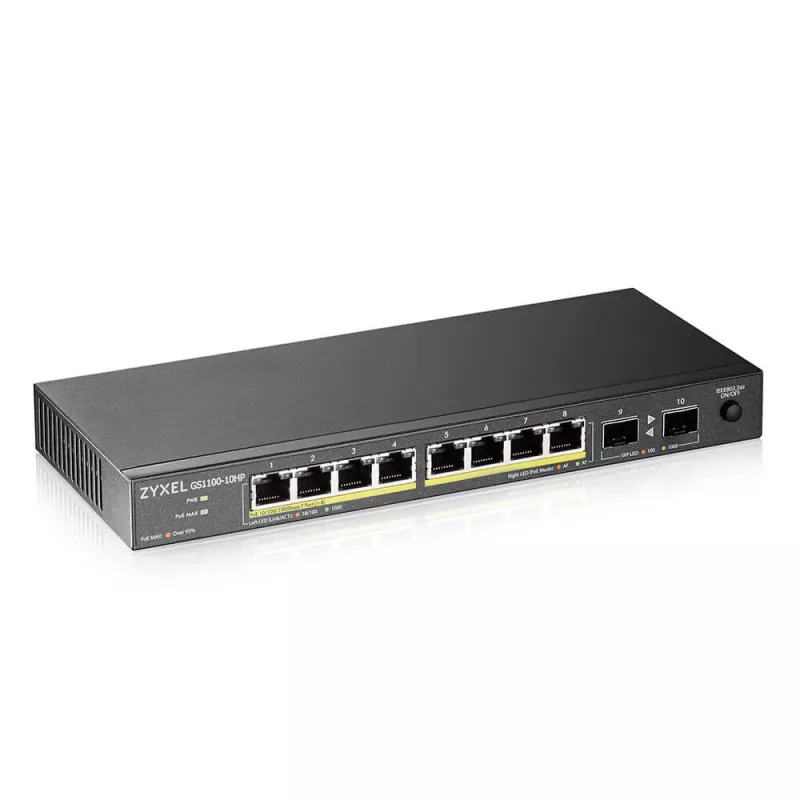 Zyxel GS1100-10HP v2 hallitsematon Gigabit Ethernet (10/100/1000) Power over Ethernet (PoE) musta