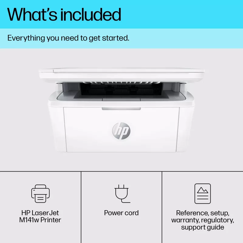 Monitoimilasertulostin HP LaserJet MFP M140w — mono, 20 ppm, 600×600 DPI, A4, Wi-Fi, Ethernet, valkoinen