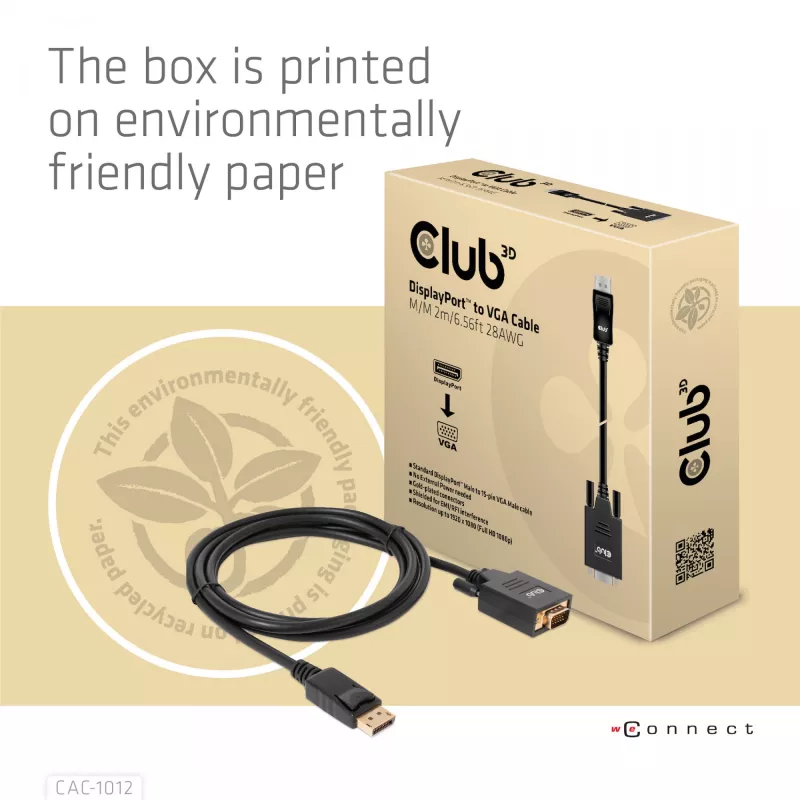 DisplayPort–VGA-kaapeli M/M CLUB3D CAC-1012 2 m