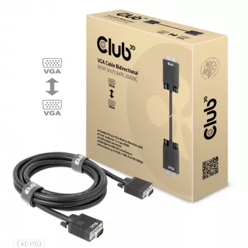VGA-kaapeli, kaksisuuntainen, M/M, 3 m, 28AWG, CLUB3D CAC-1703