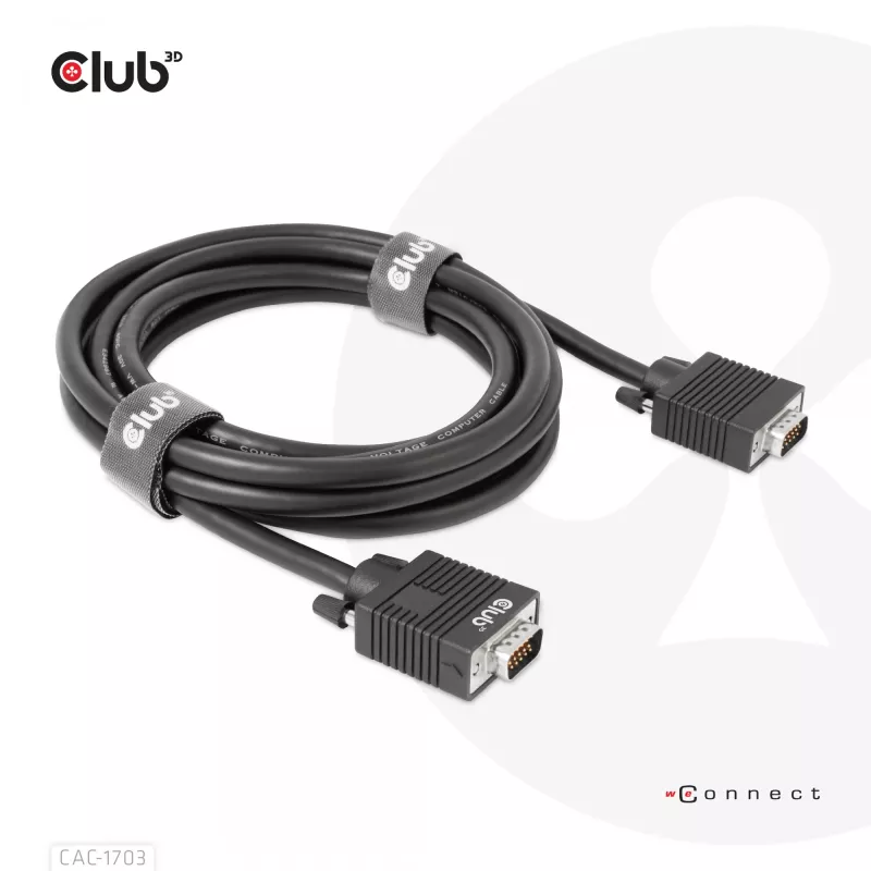VGA-kaapeli, kaksisuuntainen, M/M, 3 m, 28AWG, CLUB3D CAC-1703