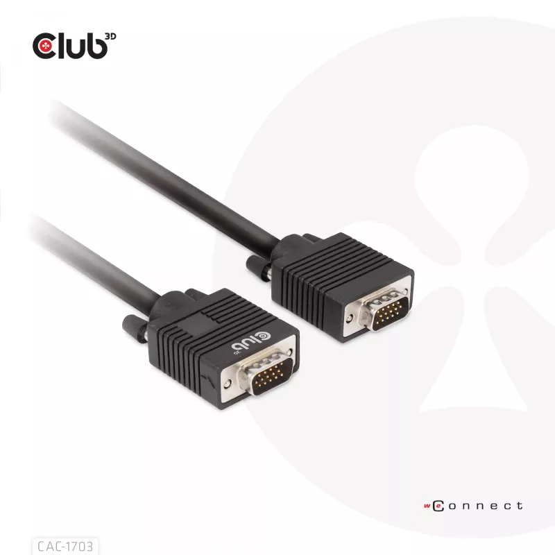 VGA-kaapeli, kaksisuuntainen, M/M, 3 m, 28AWG, CLUB3D CAC-1703