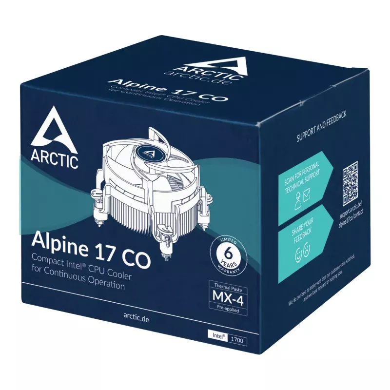 ARCTIC Alpine 17 CO prosessorin ilmajäähdytin 9,2 cm musta, hopea 1 kpl