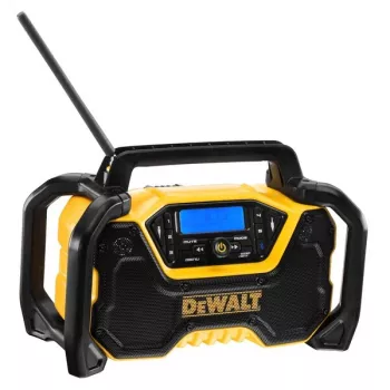 Kannettava radio DeWALT DCR029-QW DAB UKW, verkko-/tasavirtakäyttö, Bluetooth, USB-lataustoiminto, näyttö, musta/keltainen