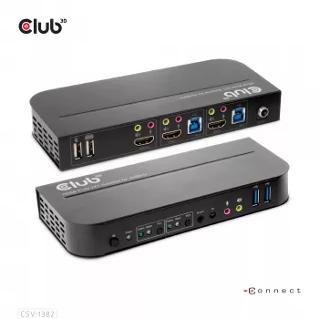 KVM-kytkin CLUB3D CSV-1382 Dual HDMI 4K 60Hz USB