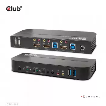 KVM-kytkin CLUB3D CSV-1382 Dual HDMI 4K 60Hz USB