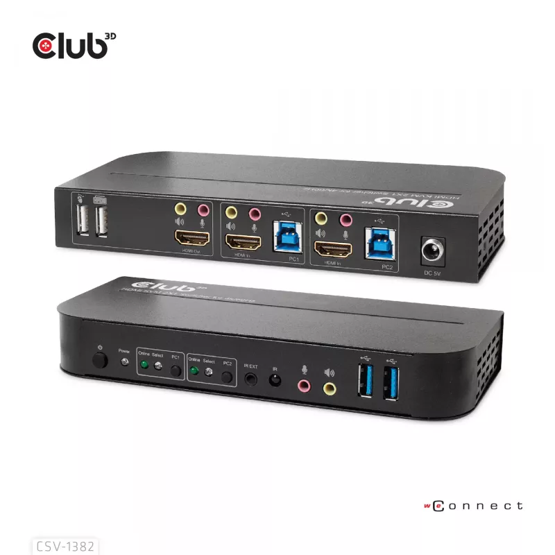 KVM-kytkin CLUB3D CSV-1382 Dual HDMI 4K 60Hz USB