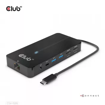 CLUB3D Type-C 7-in-1-keskitin, 2x HDMI, 2x USB Gen1 Type-A, 1x RJ45, 1x 3,5 mm audio, 1x USB Gen1 Type-C 100W liitäntä