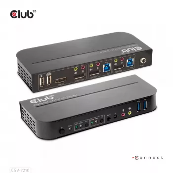 CLUB3D DisplayPort/HDMI KVM-kytkin kahdelle DisplayPort-näytölle 4K 60Hz
