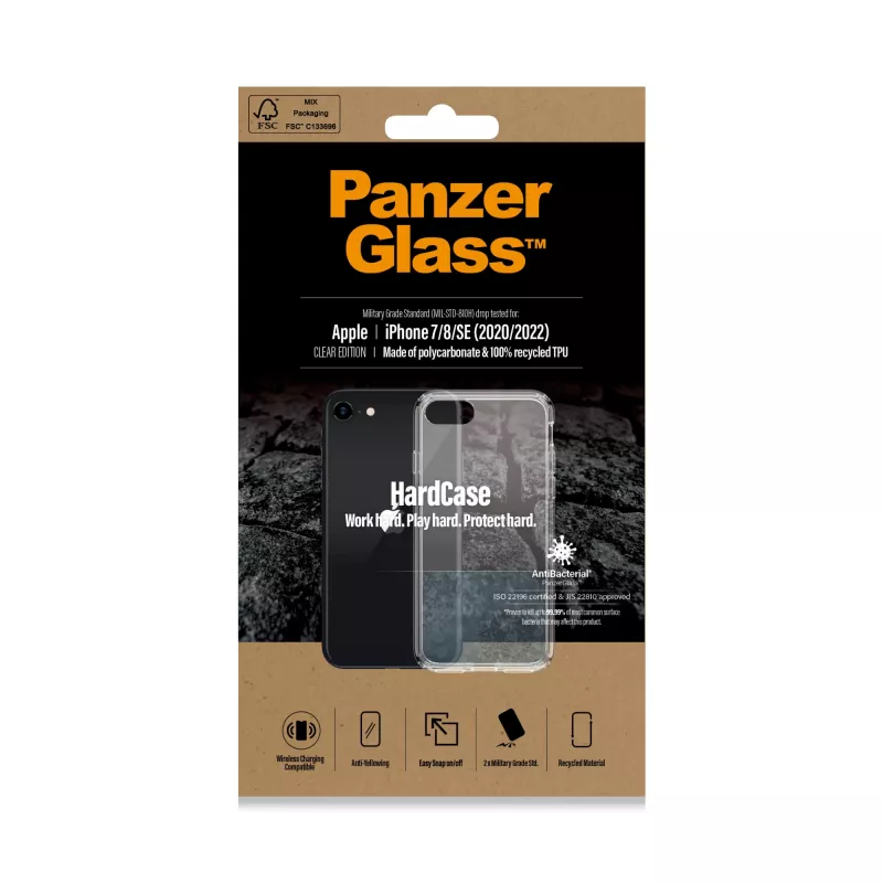 PanzerGlass ® HardCase iPhone SE (2020/2022) | 7 | 8, kotelo, Apple, Apple - iPhone SE 2022, Apple - iPhone SE 2020, läpinäkyvä
