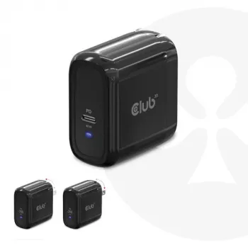 CLUB3D matkalaturi 65W GAN-teknologia, yksi USB Type-C -portti, Power Delivery (PD) 3.0 -tuki