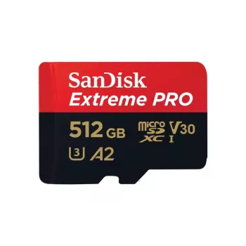 WESTERN DIGITAL Extreme PRO Micro SDXC 512 GB + SD-adapteri 200 MB/s 140 MB/s A2 C10 V30 UHS-I U3
