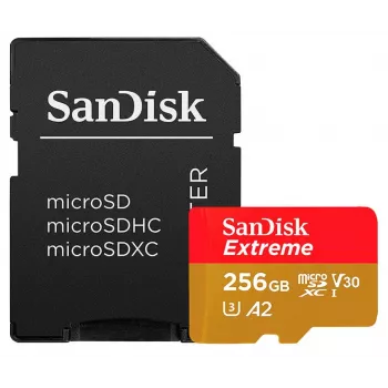 WESTERN DIGITAL Extreme PLUS Micro SDXC 256GB+SD-sovitin 200MB/s 140MB/s A2 C10 V30 UHS-I U3