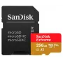 SanDisk Extreme PLUS microSDXC 256GB + SD-sovitin, lukunopeus 200 MB/s, kirjoitusnopeus 140 MB/s, A2, C10, V30, UHS-I U3