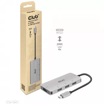 CLUB3D 4-porttinen USB-A-keskitin USB-C:lle – 10 Gbps nopea siirto