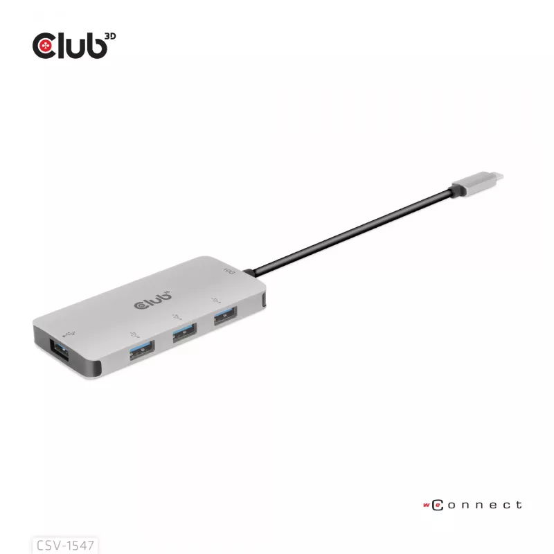 CLUB3D 4-porttinen USB-A-keskitin USB-C:lle – 10 Gbps nopea siirto