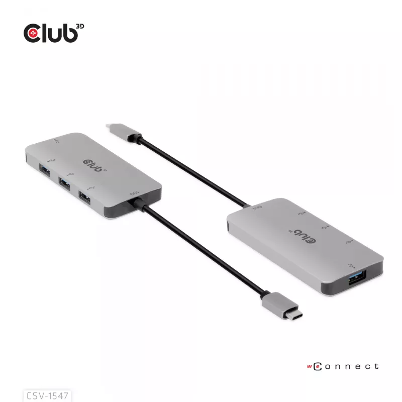 CLUB3D 4-porttinen USB-A-keskitin USB-C:lle – 10 Gbps nopea siirto