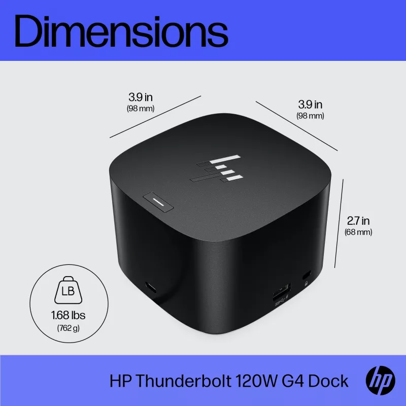 HP Thunderbolt Dock 120W G4, langallinen, Thunderbolt 4, musta, Kensington, Kiina, Thaimaa, Taiwan, Business