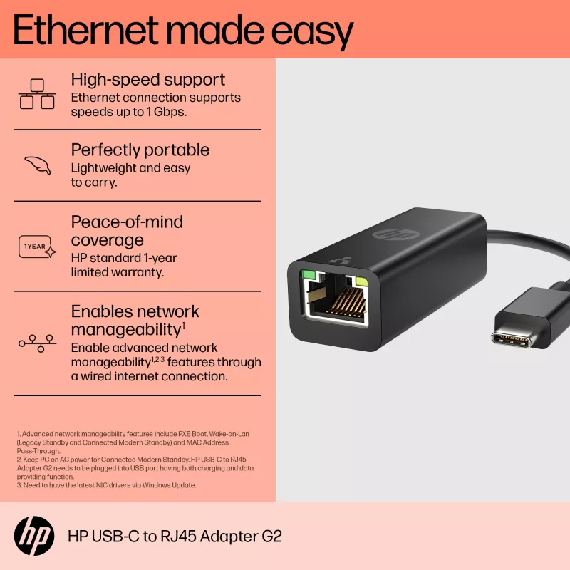 Adapteri RJ-45 HP USB-C to RJ45 Adapter G2