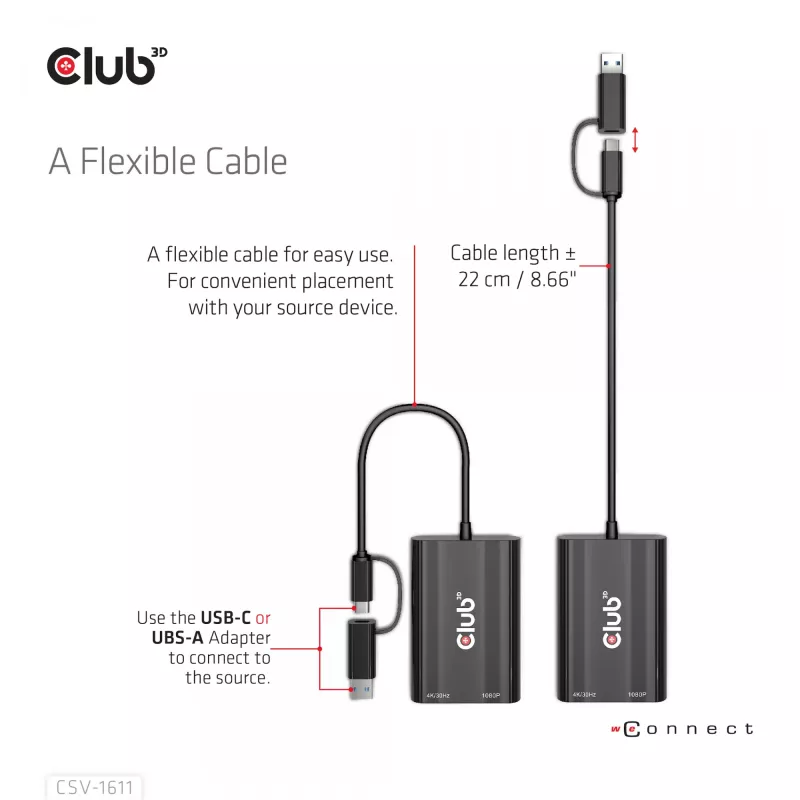 CLUB3D USB Gen1 Type-C/-A - Dual HDMI (4K/30Hz) / VGA (1080/60Hz)