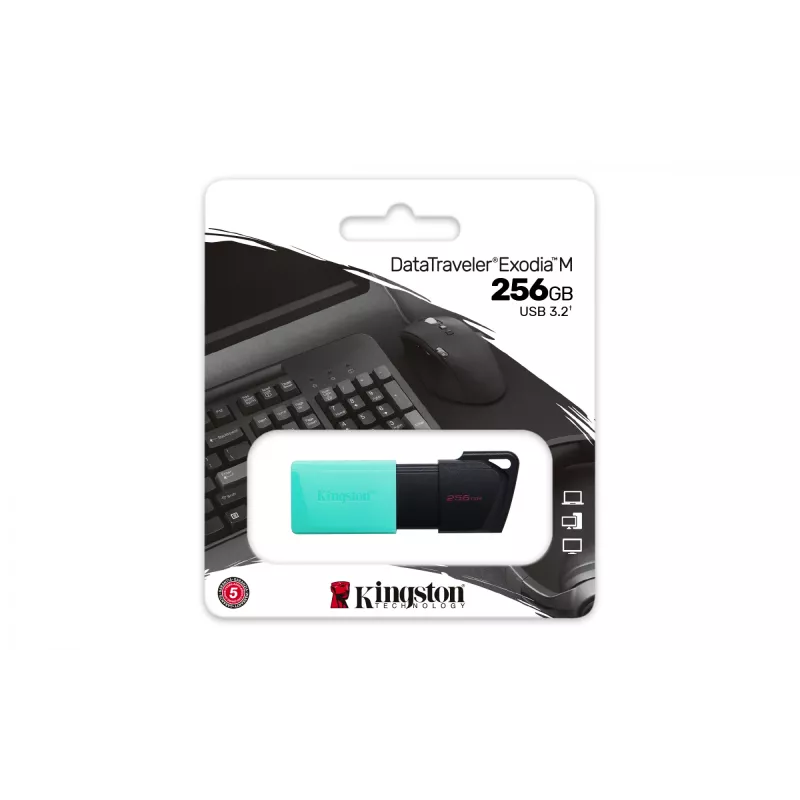 Kingston Technology DataTraveler 256GB USB3.2 Gen1 Exodia M (musta + turkoosi)