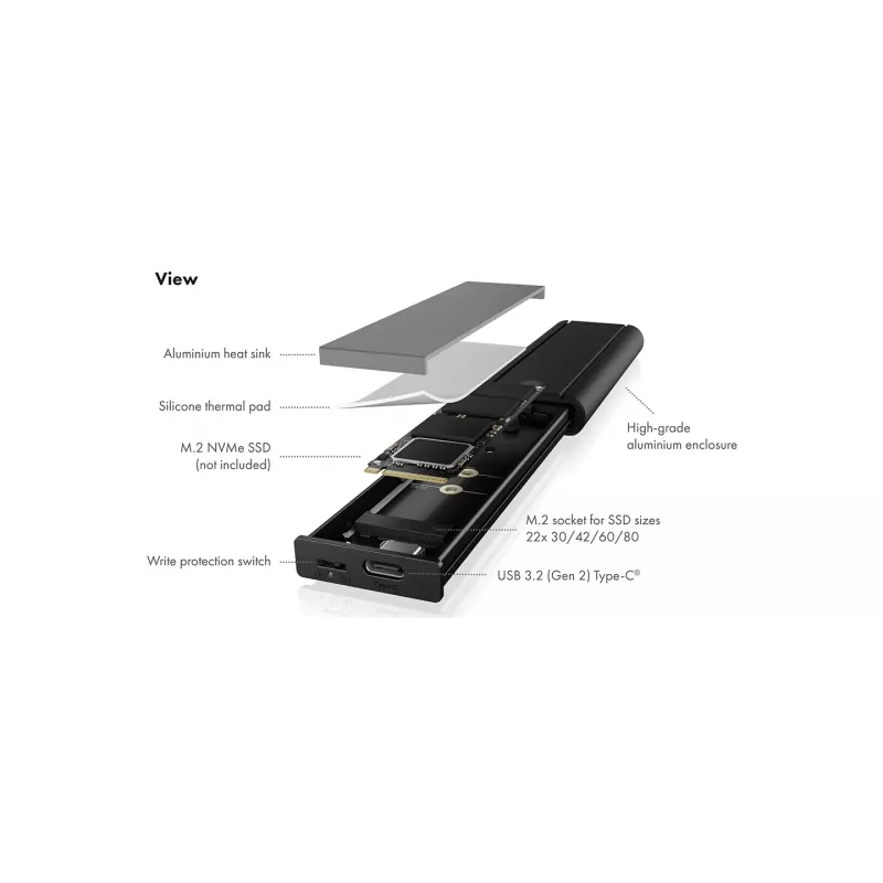 ICY Karton IB-1807MT-C31 SSD-kotelo musta M.2