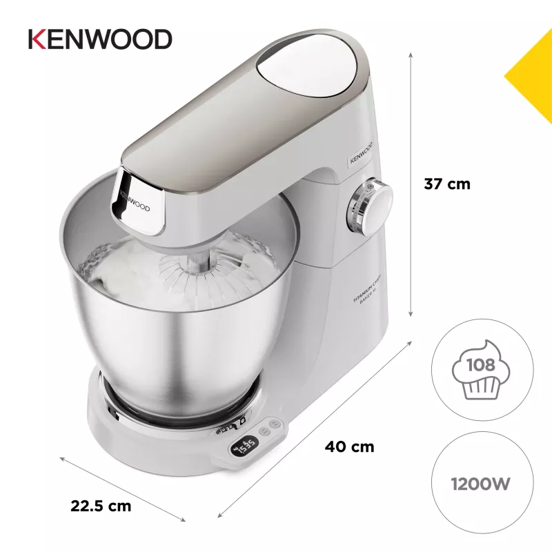 Kenwood Titanium Chef Baker XL yleiskone 1200 W 7 L valkoinen integroidulla vaa'alla