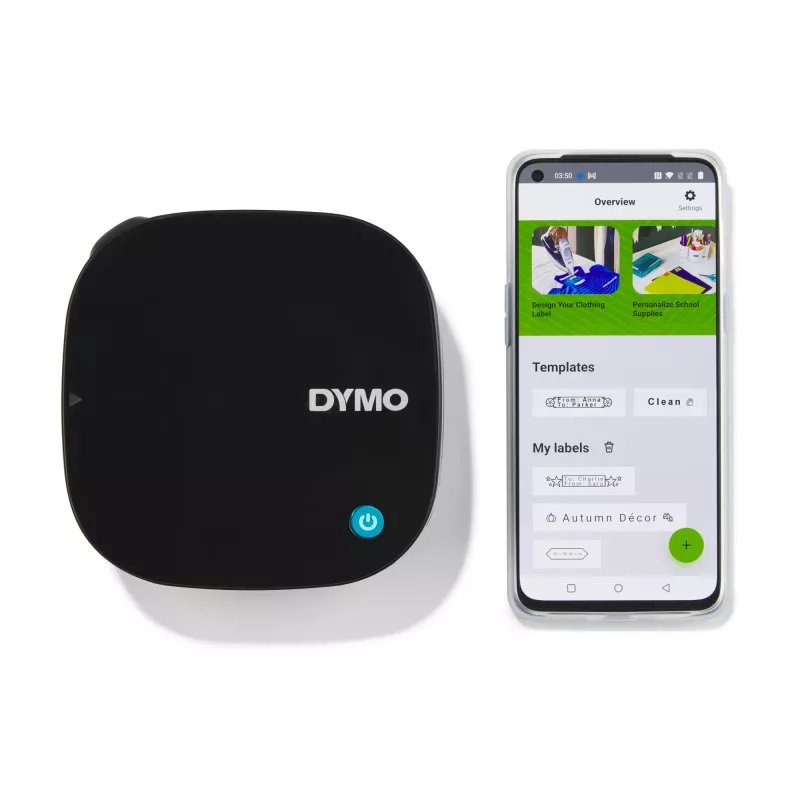 DYMO LetraTag 200B Bluetooth -tarratulostin | kompakti tarratulostin | yhdistyy langattoman Bluetooth-teknologian kautta iOS- ja Android-laitteisiin | sisältää 1 valkoisen paperitarrarullan | musta