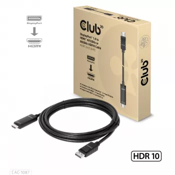 CLUB3D DisplayPort 1.4 – HDMI 4K120Hz tai 8K60Hz HDR10 -kaapeli M/M 3 m/9,84 ft
