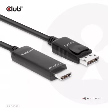 CLUB3D DisplayPort 1.4 – HDMI 4K120Hz tai 8K60Hz HDR10 -kaapeli M/M 3 m/9,84 ft