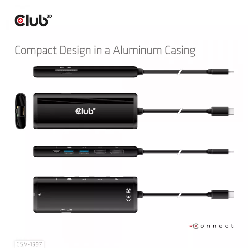 CLUB3D USB Gen 1 Type-C 8-in-1 MST Dual 4K60Hz Display matkatelakka