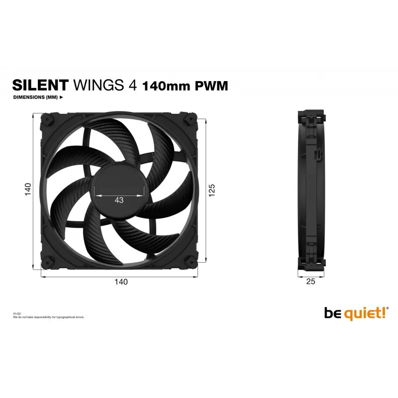 be quiet! SILENT WINGS 4 | 140mm PWM tietokonekotelon tuuletin 14 cm musta 1 kpl