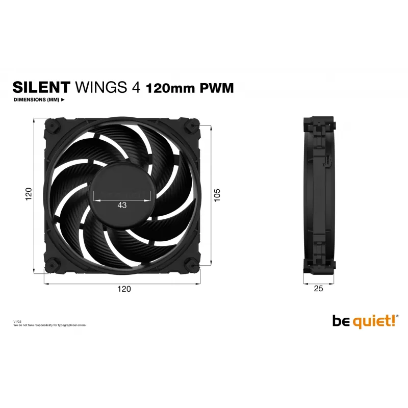 be quiet SILENT WINGS 4 | 120mm PWM tietokonekotelon tuuletin 12 cm musta 1 kpl