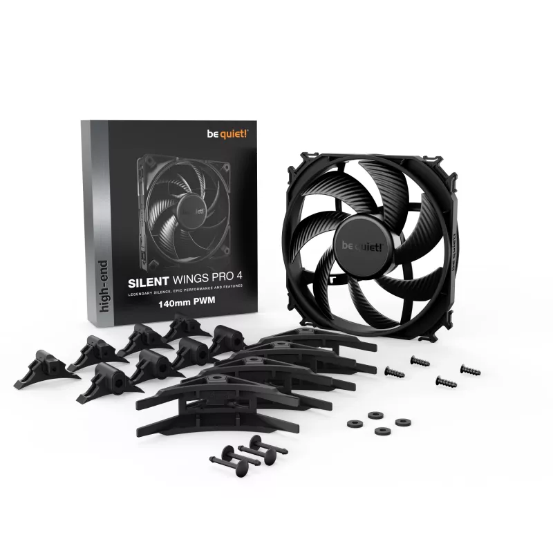 be quiet SILENT WINGS PRO 4 | 140mm PWM tietokonekotelon tuuletin 14 cm musta 1 kpl