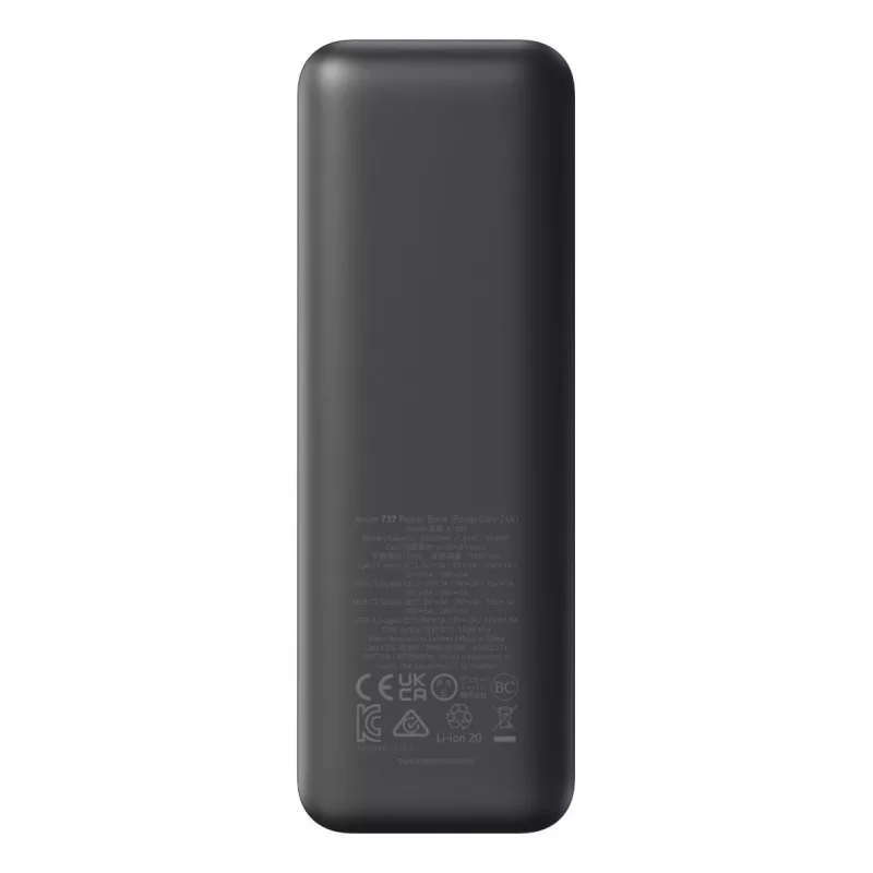 Kannettava laturi Anker 737 (A1289011) – 24000 mAh, 140 W, 2× USB-C + 1× USB-A, hopea/musta