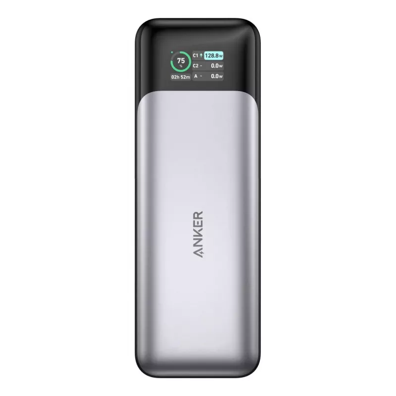 Kannettava laturi Anker 737 (A1289011) – 24000 mAh, 140 W, 2× USB-C + 1× USB-A, hopea/musta