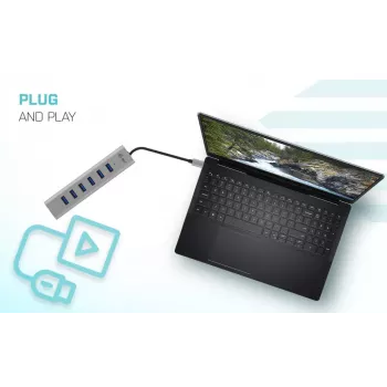i-tec USB-C lataava metalli-HUB 7 porttia USB 3.2 Gen 1 Type-C Type-A