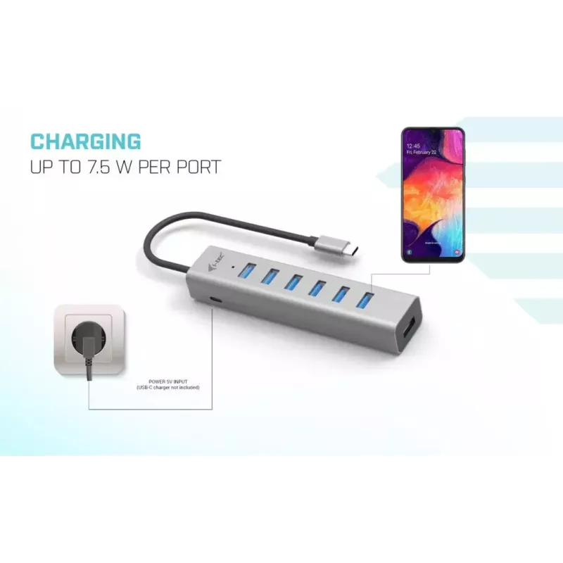 i-tec USB-C lataava metalli-HUB 7 porttia USB 3.2 Gen 1 Type-C Type-A