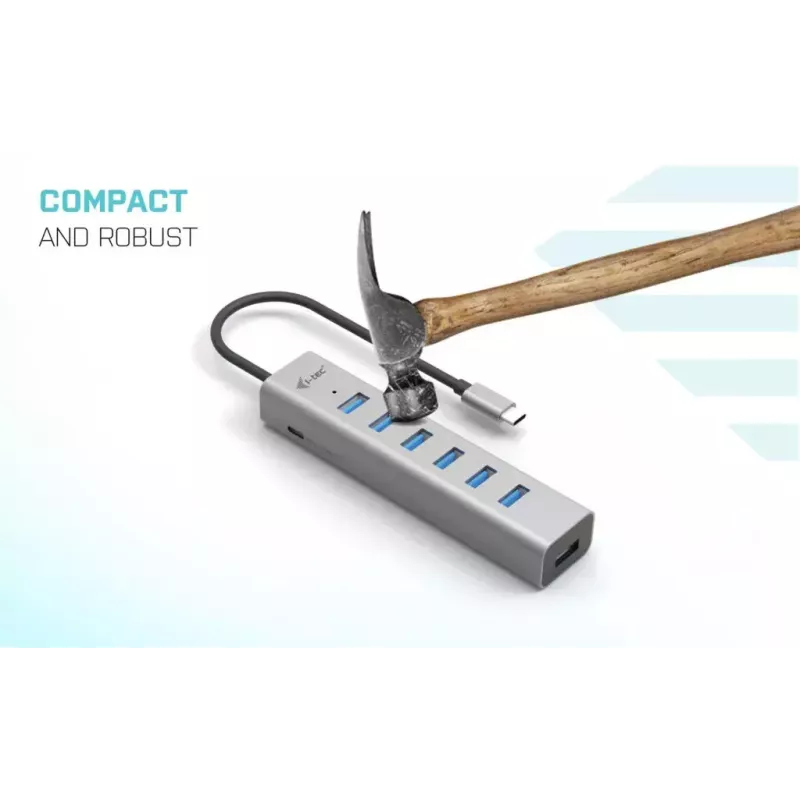 i-tec USB-C lataava metalli-HUB 7 porttia USB 3.2 Gen 1 Type-C Type-A