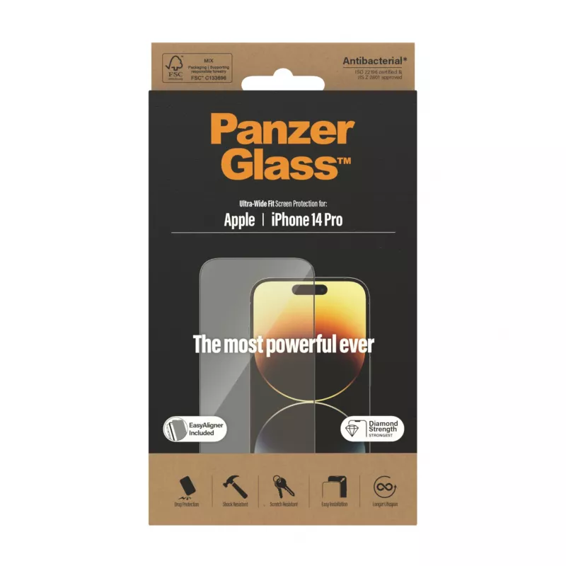PanzerGlass näytönsuojakalvo Apple iPhone 14 Pro Ultra-Wide Fit EasyAligner naarmuuntumaton iskunkestävä