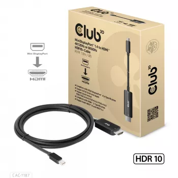 CLUB3D MiniDisplayPort 1.4 - HDMI 4K120Hz tai 8K60Hz HDR10+ kaapeli M/M 1,8m / 6ft