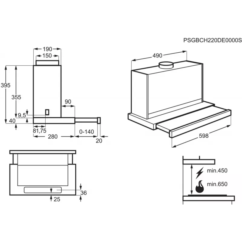 Electrolux LFP616X alaosainen liesituuletin, leveys 598 mm, 600 m³/h, harmaa, rasvasuodatin, 68 dB